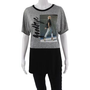 Zara W&B Womens Basic T-Shirt Gray Size S